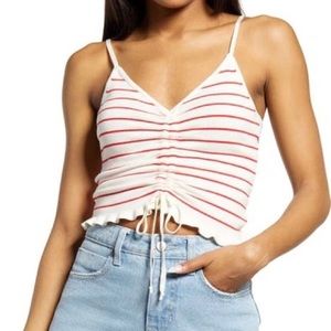 NWT Lulu’s Stripe Drawstring Camisole Tank Top Cinch White Red size Medium New